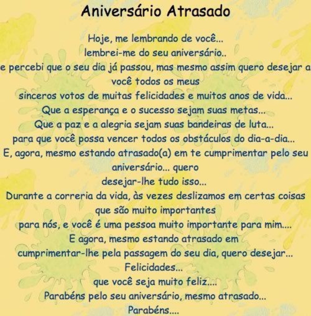 Feliz Aniversário atrasado 36 Feliz Aniversário atrasado 36