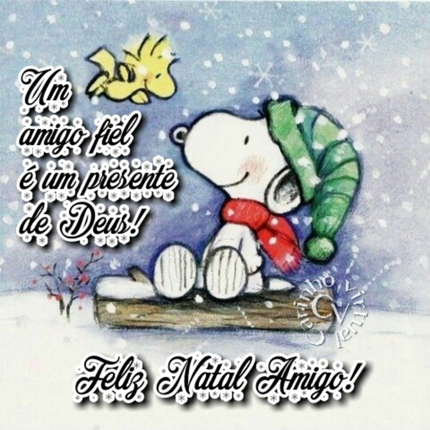 Um amigo fiel é um presente de Deus Feliz Natal Amigo Snoopy