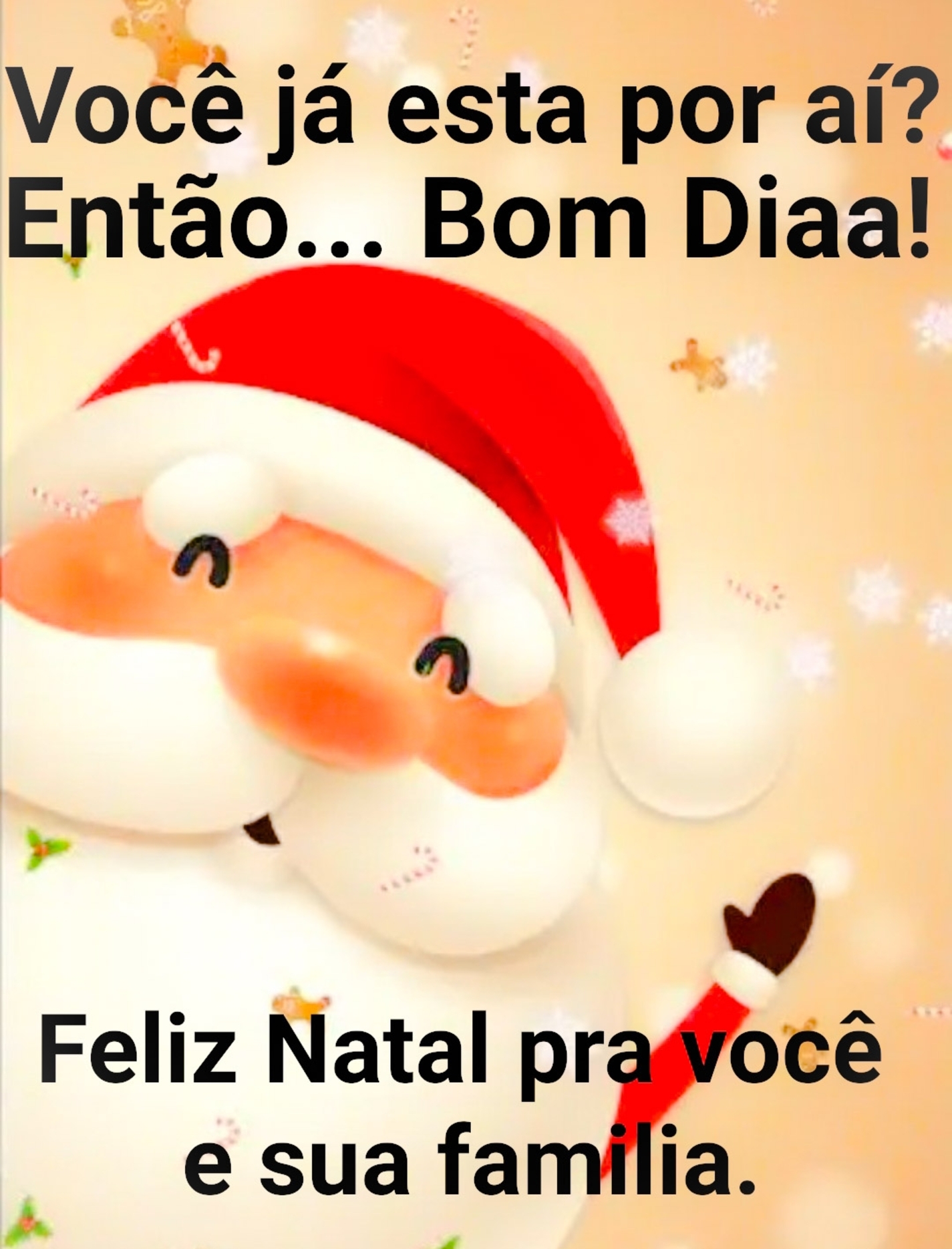 Você já esta por aí então bom dia Feliz Natal pra você e sua família