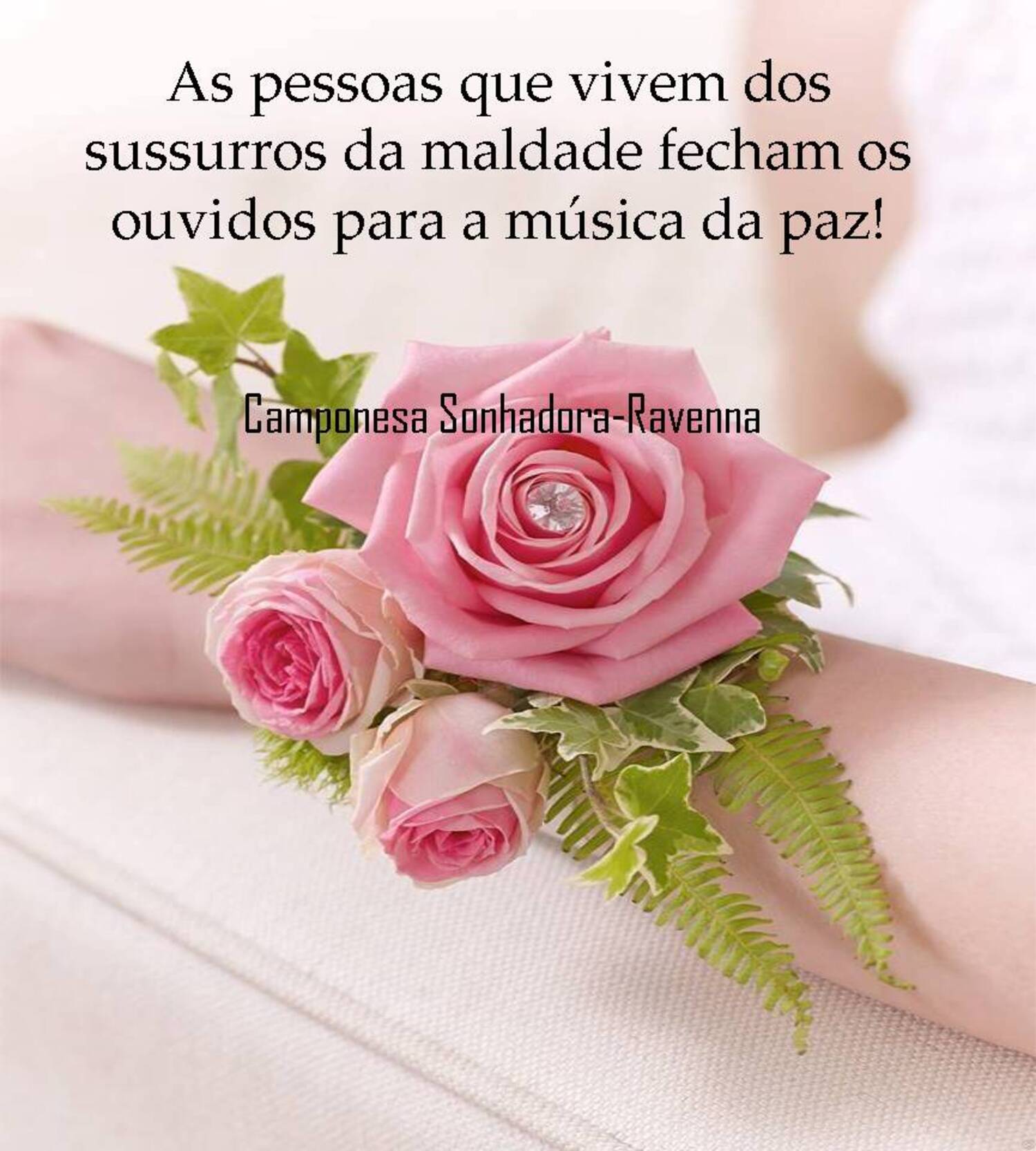 As pessoas que vivem dos sussurros da maldade fecham os ouvidos para a música da paz