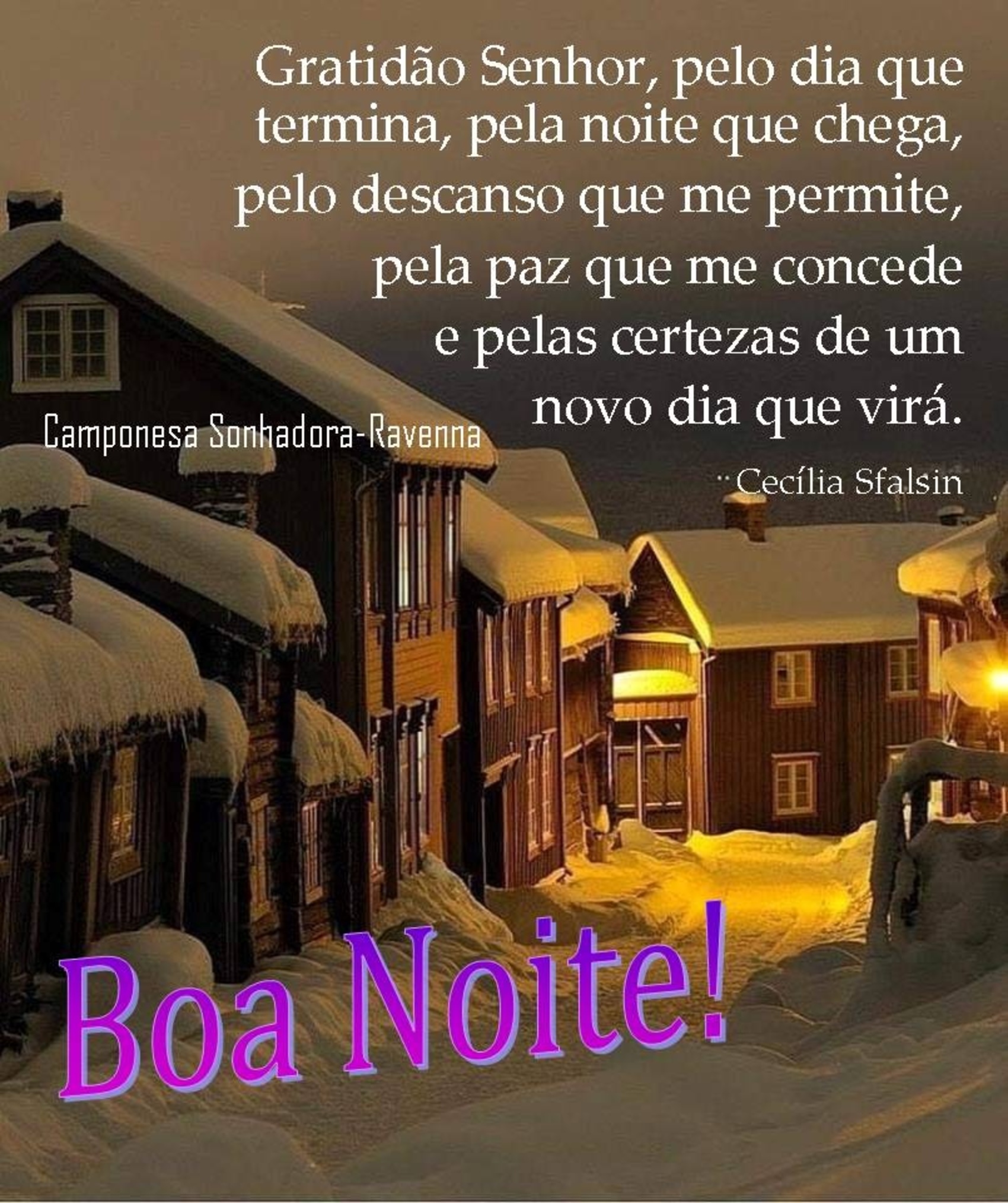 Gratidão Senhor pelo dia que termina pela noite que chega pelo descanso que me permite