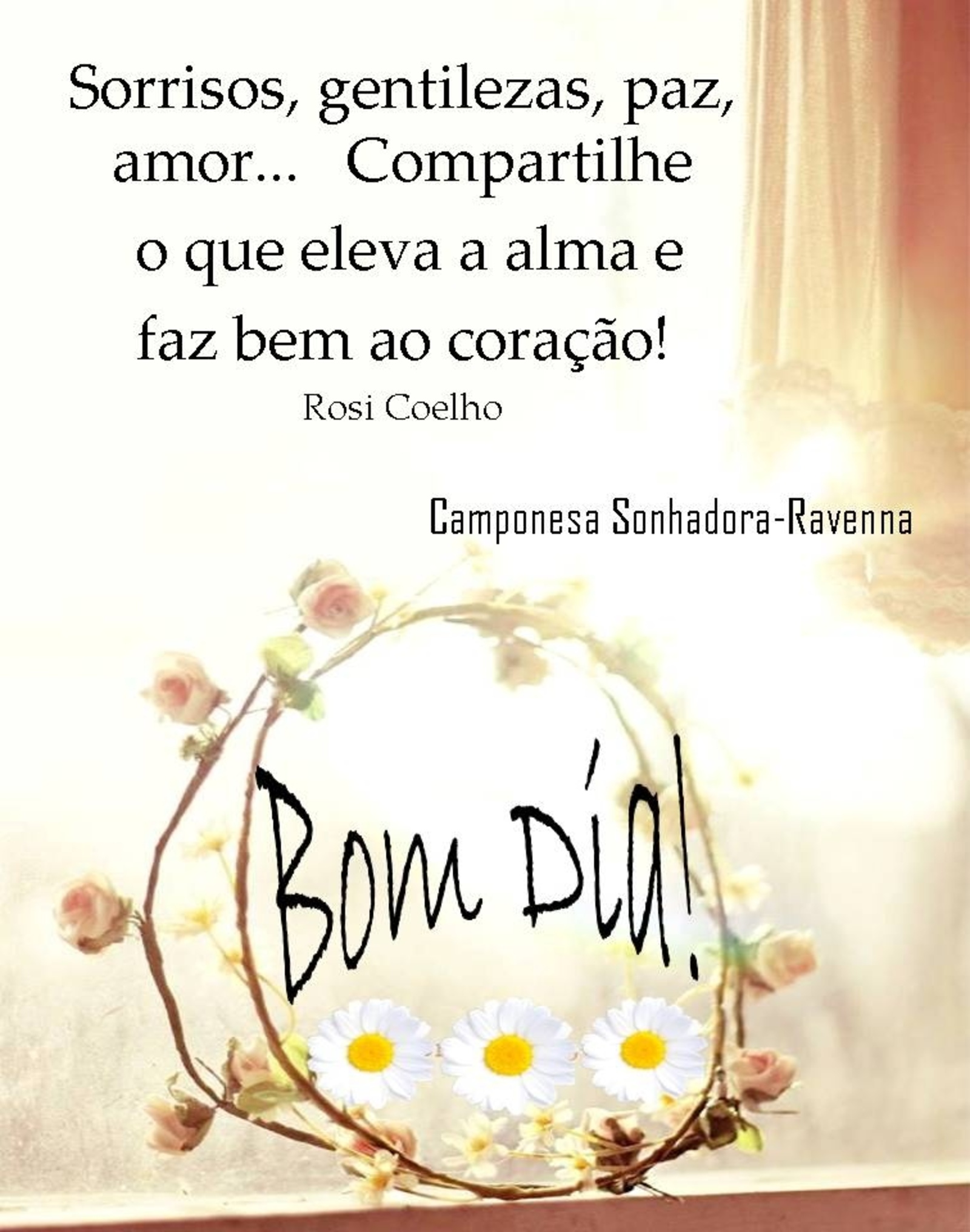 Sorrisos gentilezas paz amor compartilhe o que eleva a alma e faz bem ao coração Bom Dia