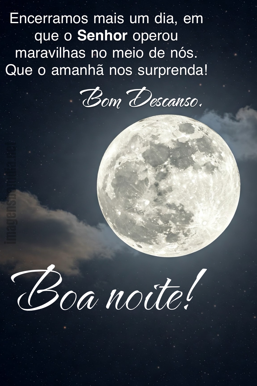 Encerramos mais um dia, em que o Senhor operou maravilhas no meio de nos. Que o amanhã nos surprenda! Bom Descanso. Boa Noite!